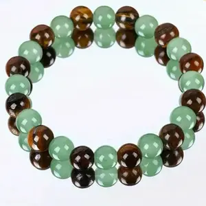 Divine Goddess Jewels Money Attraction Bracelet with Green Aventurine & Tiger Eye Elastic Band Beaded Jewelry Protection Gift Fashion Artificial Bracelet of the Day Colorblock Beaded Crystal Bracelet