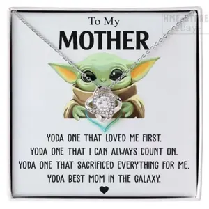 Jewelry For Mom Baby Yoda Love Knot Necklace Mother's day Gift from Son Daughter