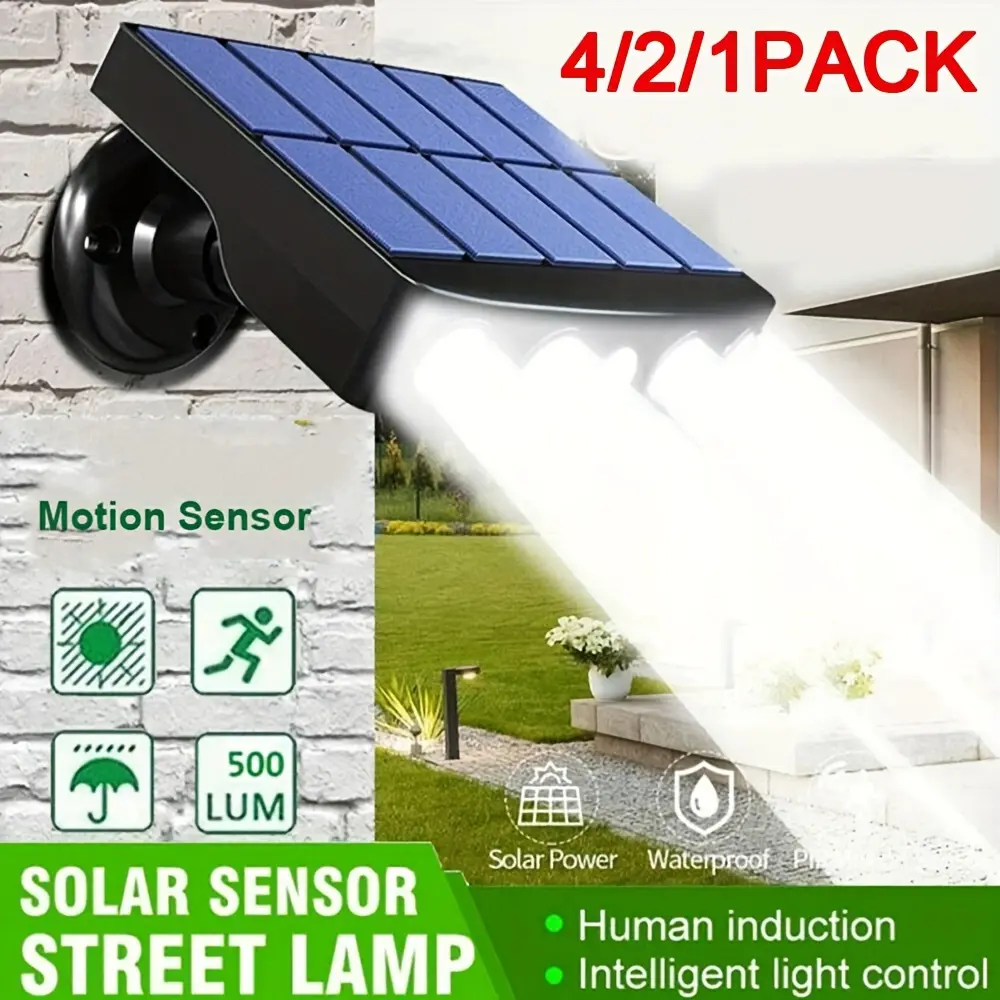 1/2/4-Pack Commercial Solar Outdoor Lights, Adjustable Solar-Powered Smart Control Wall Lamps, IP65 Waterproof, Wide Beam Angle, Dusk-to-Dawn Auto Switch, Outdoor & Security Lighting Solutions, for Garden, Patio Deck