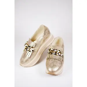 Gold Tortoise Chain Platform Sneaker