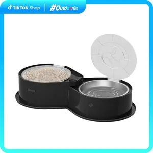 【outdoorfun】Stainless Steel Dog Bowl Set with Lids, 304 Metal Dual Food & Water Bowls for Dogs & Cats, Foldable Pet Feeder with Cover Keeps Food Fresh, Anti-Skid Dog Dish for Small/Medium/Large Pets