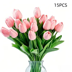 15 Pcs Fake Tulips Artificial Flowers Real Touch PU Tulip Stems for Wedding Spring Bouquet Floral Arrangement Home Party Office Decorations for Mother's Day, Artificial Plants, Indoor Plants, Garden Decorations, Colorful, Realistic