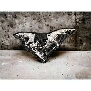 Gothic Bat Embroidered Patch, 6.85"x3.7" Iron-On & Sew-On Sewing Accessory, Spooky Stylish Halloween Accessory
