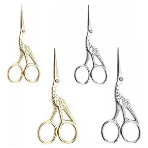 Gold & Silver Vintage Heron Shaped Cross-stitch Dressmaking Tailor's Scissors DIY  for Fabric Sewing Accessories Tools  AA7488