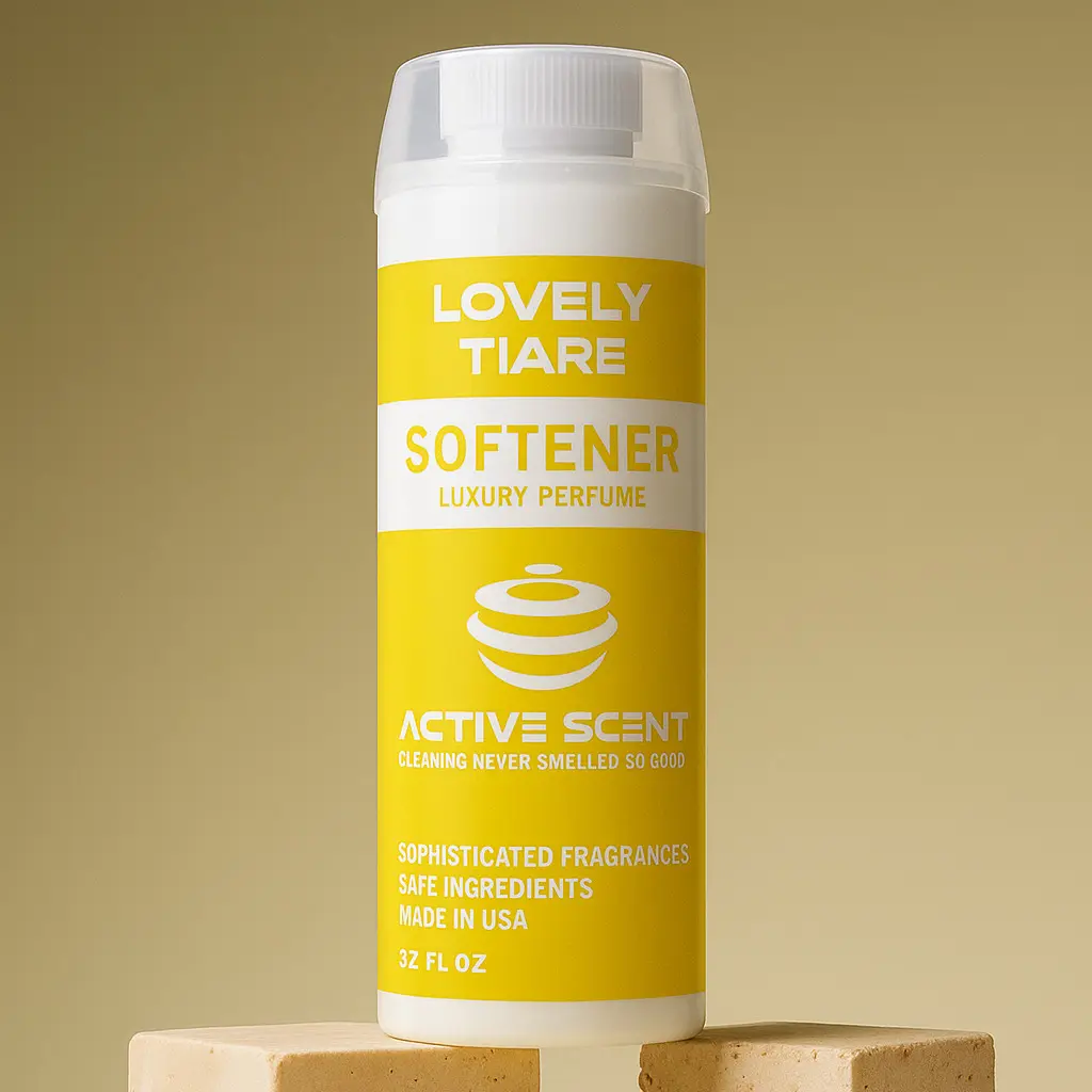 Active Scent | Lovely Tiare Luxury Scented Fabric Softener - Perfume Scent and Softening Formula For Your Laundry 1 Liter Bottle- Tropical Elegance, Softens Fibers, Enhances Fabric Vibrancy, Long-Lasting Scent Retention, Eco-Luxury Formula