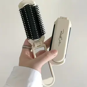 1/2/3pcs 2-in-1 Folding Comb with Mirror, Portable Compact Hair Brush for All Hair Types, Retractable ABS Handle Travel Styling Tool, Mirror Comb Massage Brush