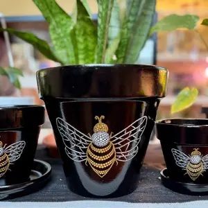 Hand Painted Bee Planter