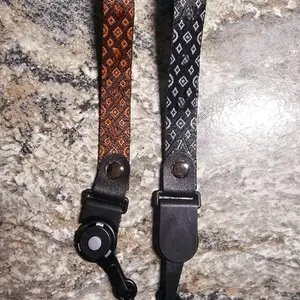 LVS Detachable Keyring and Wristlet Keychain - Brown & Black Patterned Design.