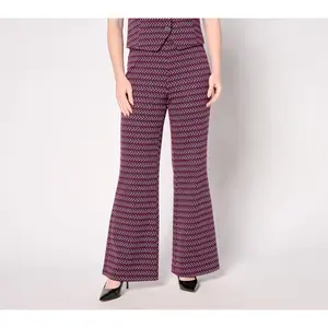 by Stacy London Regular Patterned Knit Jacquard Flare Pant