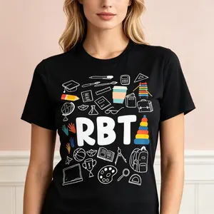 "Registered Behavior Technician RBT Behavioral Therapist" Graphic T-Shirt - Professional Clinical Statement Top - Educational Behavioral Science Aesthetic Apparel - Comfortable Short Sleeve Graphic Shirt - Unique Professional Detail Crew Neck Tee