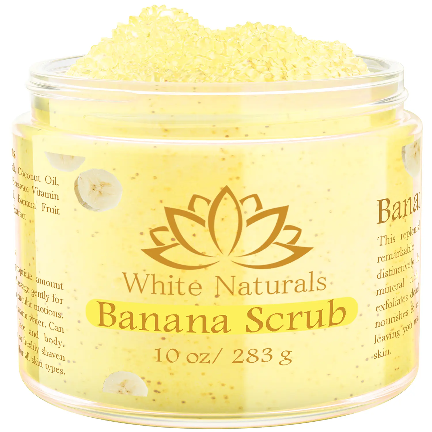 Organic Banana Body Scrub, Moisturizing and Exfoliating Salt Face & Body Scrub, Fights Stretch Marks, Fine Lines, Pure Exfoliator Body Care Coconut