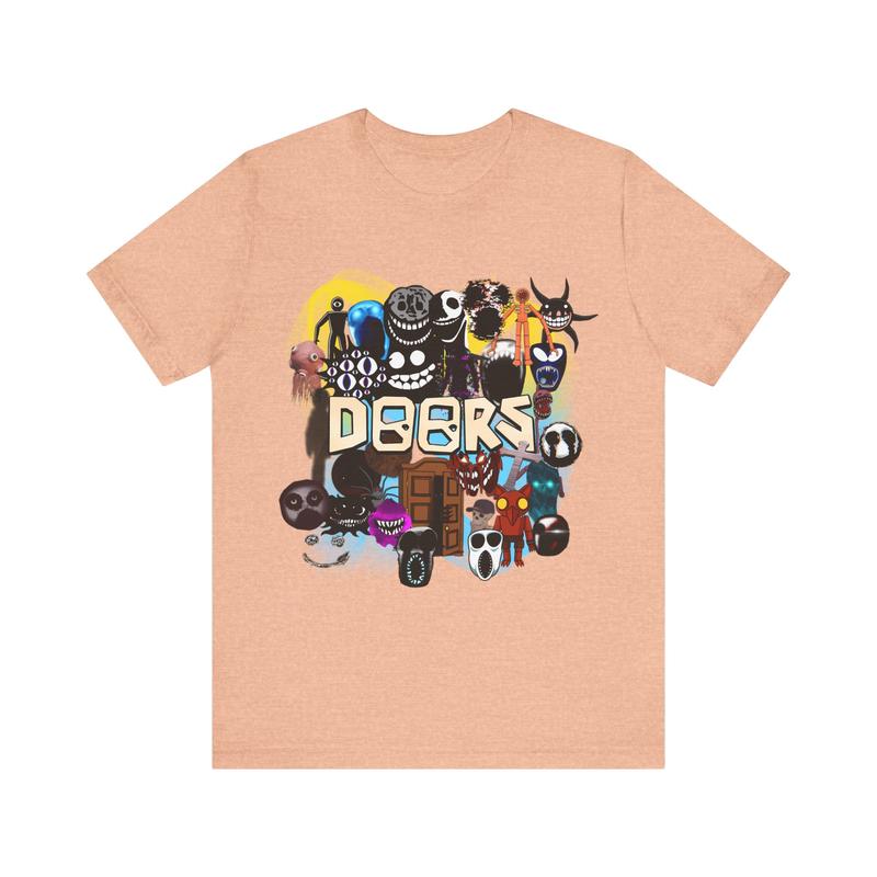 Doors Game Update Unisex Jersey Short Sleeve Tee, Roblox Concept Artwork, El Goblino, Entities, Curious Light