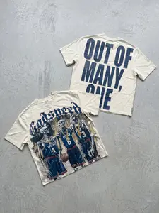Men's "Godspeed" Skeleton Basketball Graphic T-Shirt, Vintage Washed "Out Of Many, One" USA Team Print Streetwear Tee
