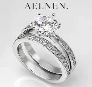 925 Sterling Silver Bridal Ring Set for Women, 2PCS Wedding Engagement Rings, Minimalist Fashion Round Cut Cubic Zirconia Solitaire Ring Set, Sparkling CZ Promise Ring, Anniversary Birthday Valentine's Day Gift party jewelry gift