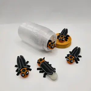 Firefly Jar Figurines Set - 3D Printed Plastic Ornaments for Room Decor Light