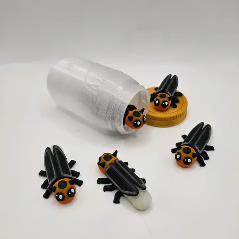 Firefly Jar Figurines Set - 3D Printed Plastic Ornaments for Room Decor Light