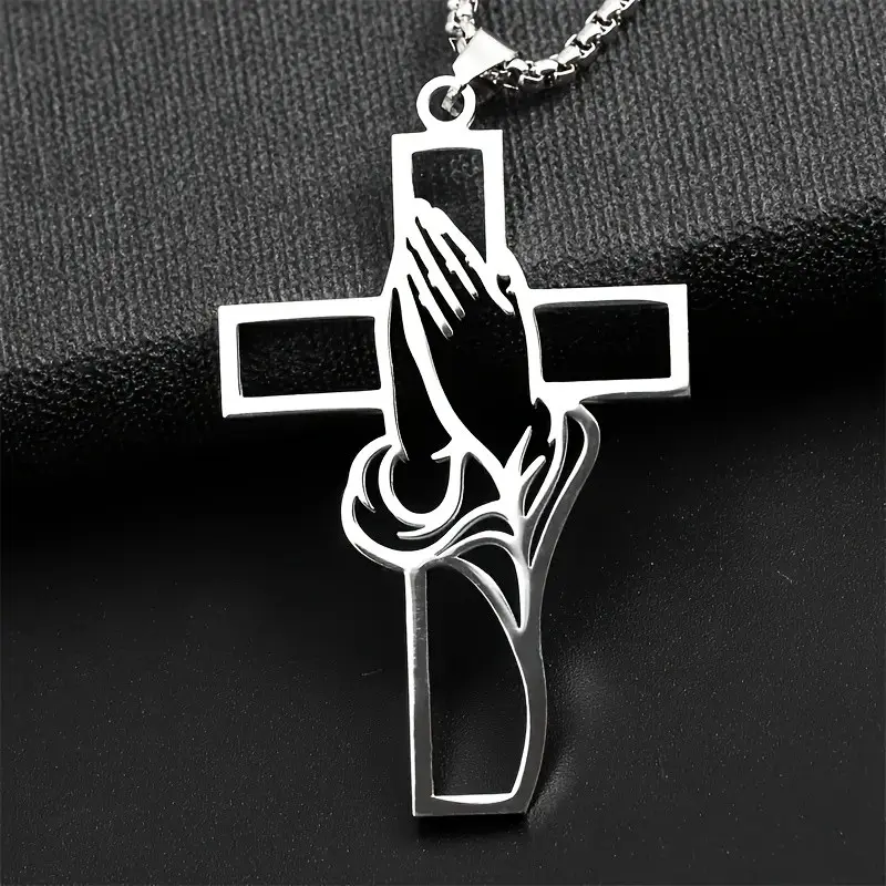 This 304 304 Stainless Steel Cross Pendant Necklace Serves As a Religious Prayer Accessory for Both Men And Women, Making It a Thoughtful Gift for Believers