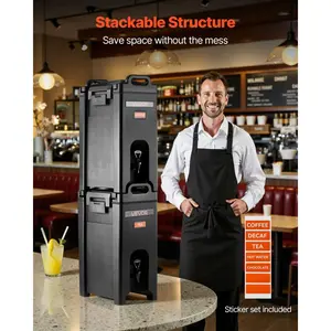 VEVOR Insulated Beverage Dispenser, 5 Gal/19L Hot and Cold Beverage Server with Spigot Handle, Food-Grade Thermal Drink Dispenser Cooler for Tea Coffee Water in Cafes Restaurants, BrownVEVOR Super Brand Day