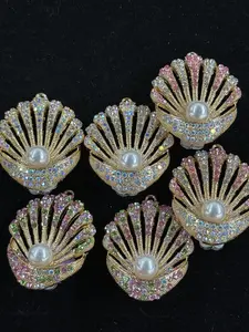 (381-383) 2PCS Shell Pearl Charms | Luxury Rhinestone Ocean Beads for DIY Jewelry