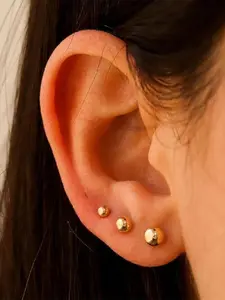 Classic Small Ball Stud Earrings Jewelry Set, Multiple Sizes 3-7mm, Copper Chain, Casual Style, Perfect Gift for Birthdays & Holidays