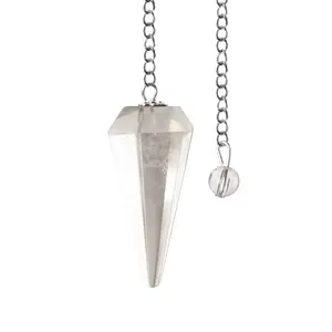 Clear Quartz Pendulum Crystal Divination Tools — Dowsing Pendulum Crystal with Crystal Ball for Meditation, Chakra Healing, Energy Work, Reiki, and Crystal Grid