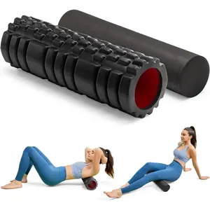 Krightlink 5-in-1 Foam Roller Set, Massage Roller Stick, Massage Ball, Resistance Band for Deep Muscle Massage, Trigger Point Release, Pilates, Yoga (Black-18(2 in 1))