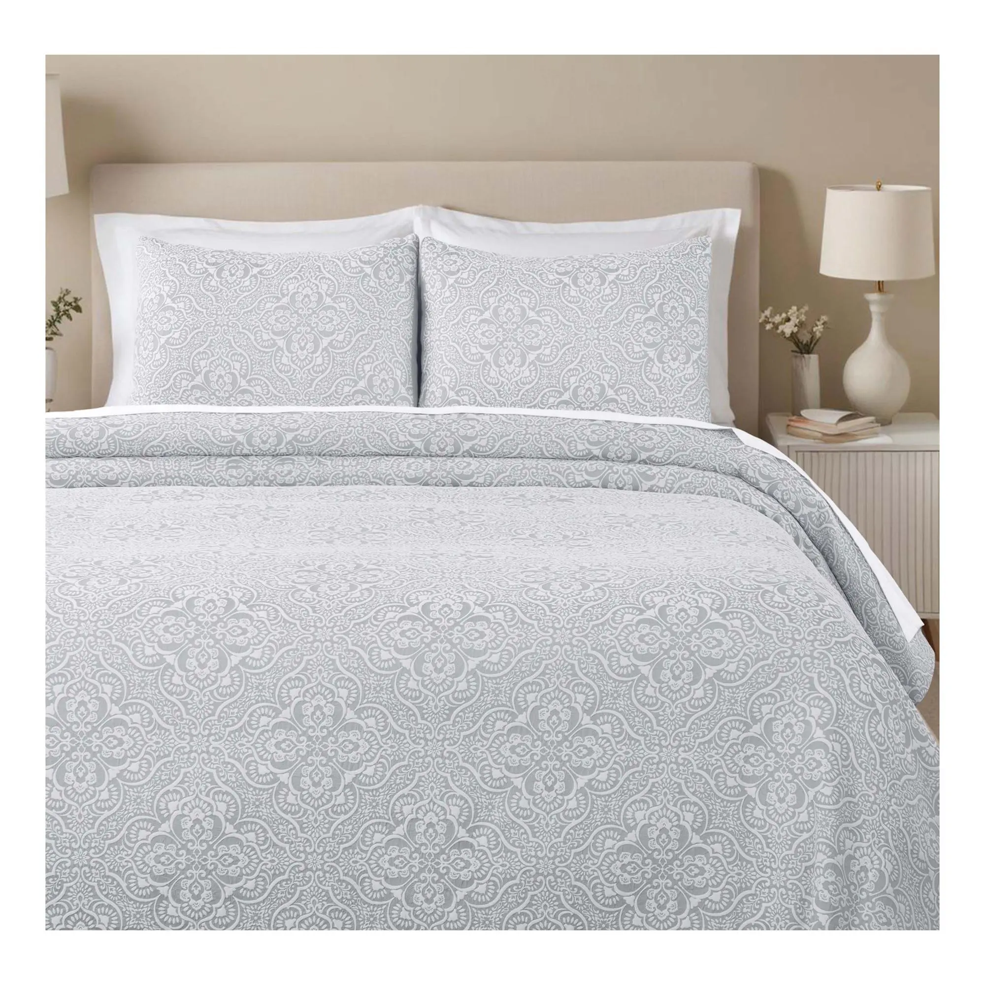 Superior Enzy Floral Matelasse Bedspread and Sham Set, Queen
