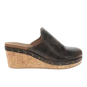 Corkys Womens Yee Haw Studded Embroidered Mule Clogs Casual - Brown