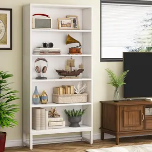 Tribesigns Tall Bookcase and Bookshelf - 70.8" Large, Heavy Duty, White