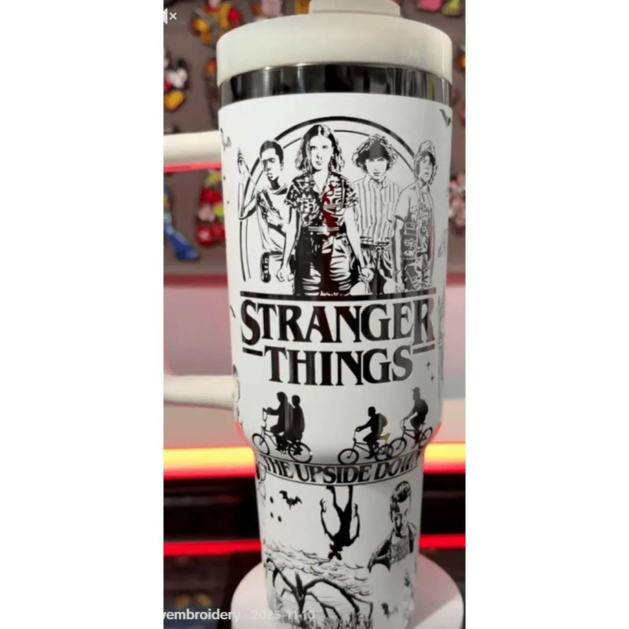 Stranger Things TV Series 40 oz Tumbler With Handle, 40oz Large Handle Mug, Hot & Cold Insulated Cup