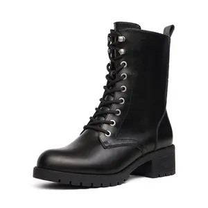 Dream Pairs Women's Classic Mid-Calf Chunky Lace-Up Rubber Footwear - Walking Shoes with Summervibes Design, Shoe, Boot