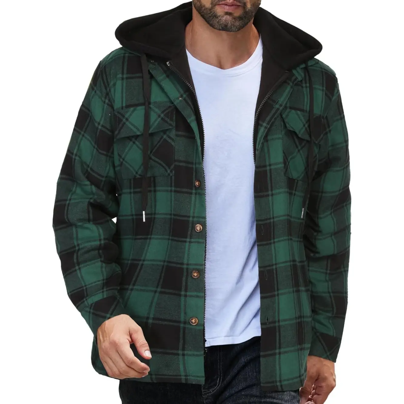 COOFANDY Men's Quilted Lined Flannel Shirt Jacket with Hood Long Sleeve Plaid Shirt Jacket COOFANDY Men's Quilted Lined Flannel Shirt Jacket with Hood Long Sleeve Plaid Shirt Jacket