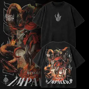 Messmer The Impaler V3 Dark Fantasy Elden Ring Inspired Double Printed Oversize Acid Washed T-Shirt Hoodie Streetwear Vintage Graphic Tee Limited Edition 100% Premium Cotton Lightweight Unisex Gift For Game Anime Lover