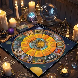 1 Piece 12 zodiac sign decorative tarot tablecloths, Bohemian-style altar ceremony cloth, tarot scholars for tarot card reading, creative polyester tablecloths, party games and event supplies.