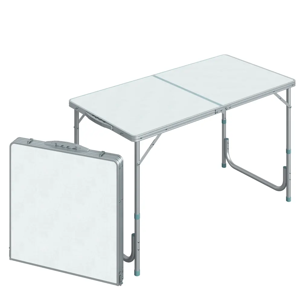 Outsunny 47" Folding Camping Table with Height Adjustability, Lightweight Portable Table with Carry Handle, Outdoor Folding Table Camping Accessories