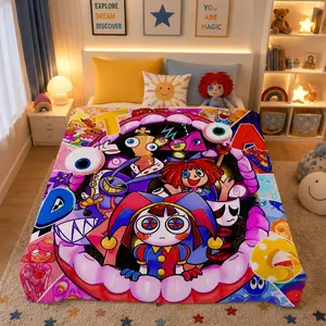 Super Warm Blanket Airplane Travel The Amazing Digital Circus Anime Throw Blanket Flannel Bedspread For Couch Sofa Bed Cover