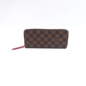 Pre-owned Louis Vuitton Coated Canvas Small Leather Goods Clemence Damier Ebene Wallet T10393528