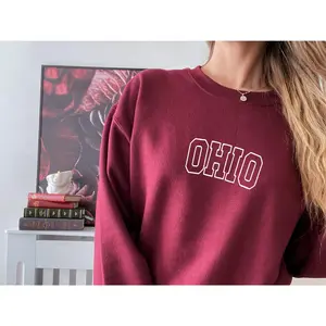 Embroidered Ohio Sweatshirt, Ohio Sweater, State of Ohio, Oversized, Ohio Gift, Ohio Crewneck, Crewneck Sweatshirt, Vintage Sweatshirt