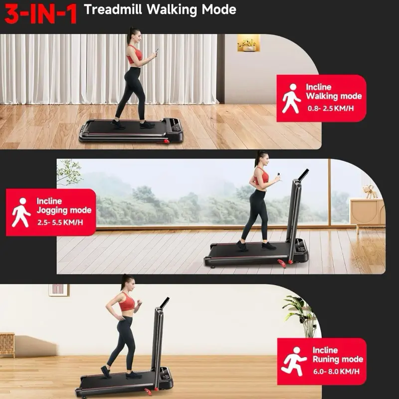 UREVO Walking Pad Treadmill with Adjustable Desk, Foldable Treadmill with Incline, Folding Treadmill Desk, Walking Pad with Handle Bar, UREVO SmartCoach App, Remote Control, 265 Lbs Capacity