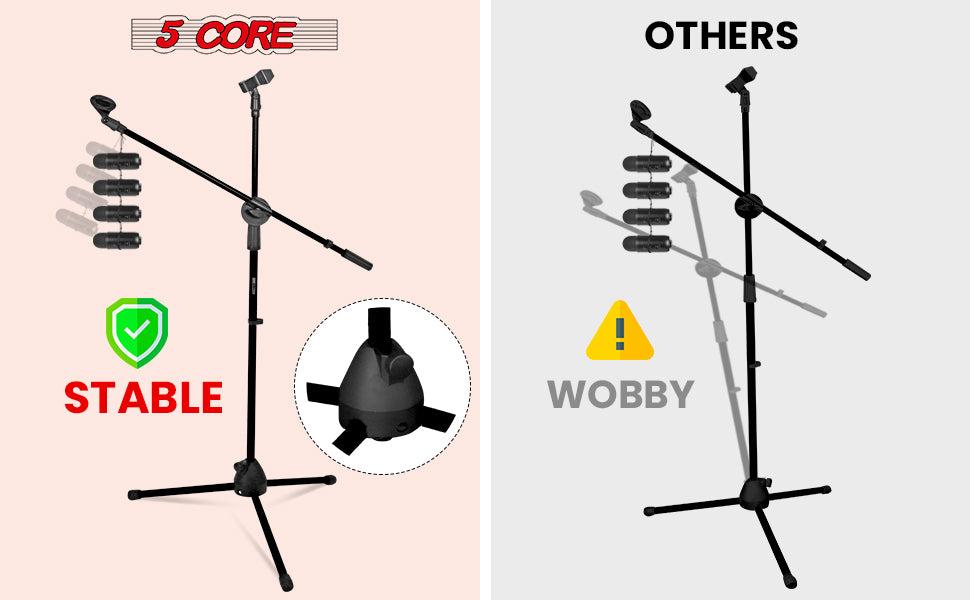 5 Core Dual Microphone Stand 2 Pack, Adjustable Tripod Floor Stand with Boom Arm, Yellow