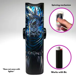 FLKR LYTR: "UI G0ku"  Portable Durable Fidget Spinner Lighter Case Accessory for Bic Lighters, High-Quality Polypropylene Body, Matte Finish