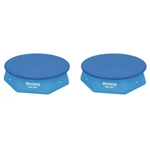 Bestway Flowclear Fast Set 8' Swimming Pool Cover for Above Ground Pools, 2 Pack