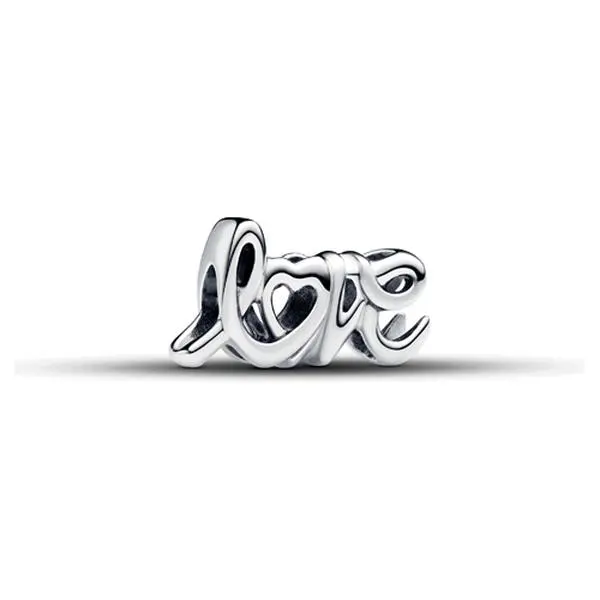 Pandora Handwritten Love Charm 793055C00, Word Shaped Costume Jewelry Charm with Mirror Side, Romantic Gift for Anniversary, Daily Fashion Accessory