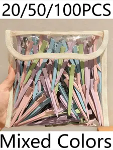 20pcs/50pcs/100pcs Seamless Duckbill Hair Clip Set, Puffy Root Styling Clips, Random Colors, Essential Daily Hairstyle Accessories