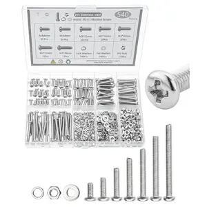- Nuts and  Assortment Kit, 540 count, Stainless Steel, M3(7 Sizes 6-30mm) Phillips Pan  Socket Cap Screws Assorted Nuts and  Nut Bolt and Washer Assortment Bolt and Nut Assortment