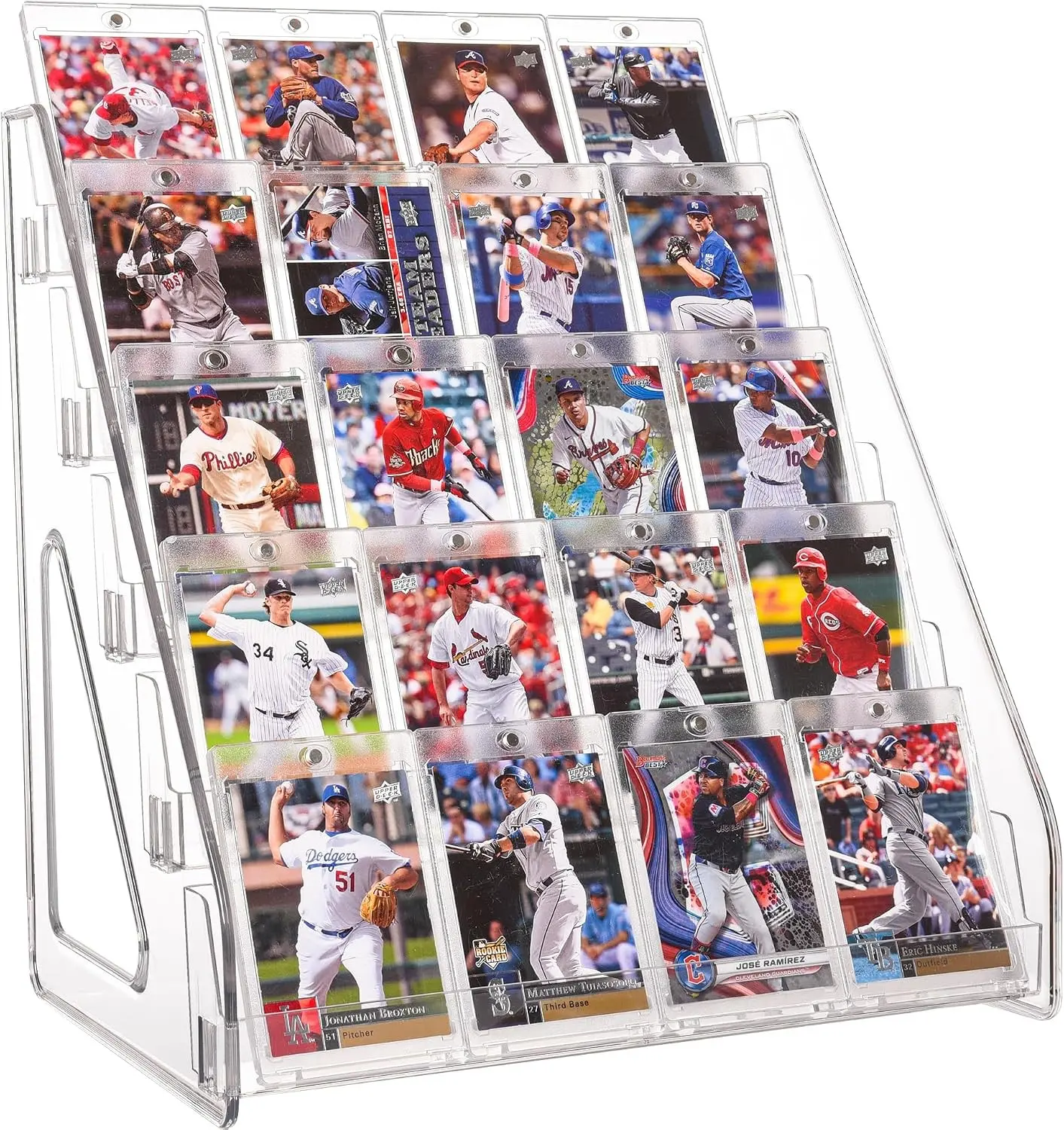 CELSOL Elevated 5 Tier Clear Acrylic Card Display Stand for Trading Cards, Sports Cards, Greeting Cards, Stickers – Slanted Holder for PSA Slabs, Vendors, Collectors & Retail (5 Tier 1 Pack)