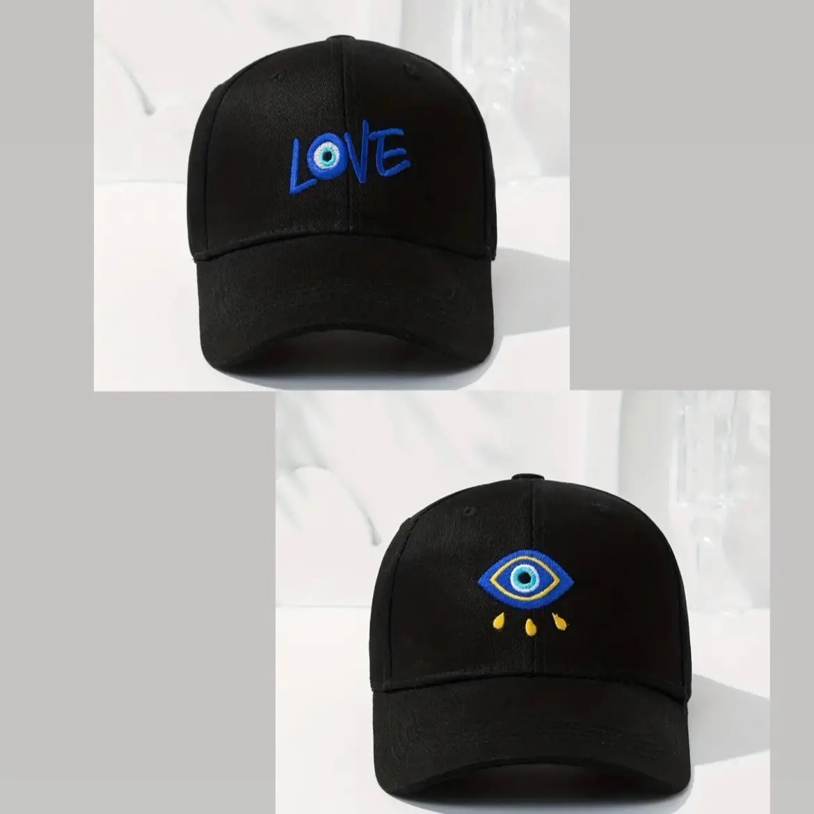 Unisex Evil Eye Embroidery Baseball Cap - Trendy Design, Curved Brim, UV Protection
