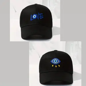 Unisex Evil Eye Embroidery Baseball Cap - Trendy Design, Curved Brim, UV Protection