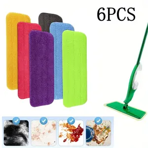6PCS Microfiber Spray Mop Replacement Heads for Wet/Dry Mops Flat Replacement Heads for Floor Cleaning and Scrubbing Microfiber Pros Reusable Mop Pads