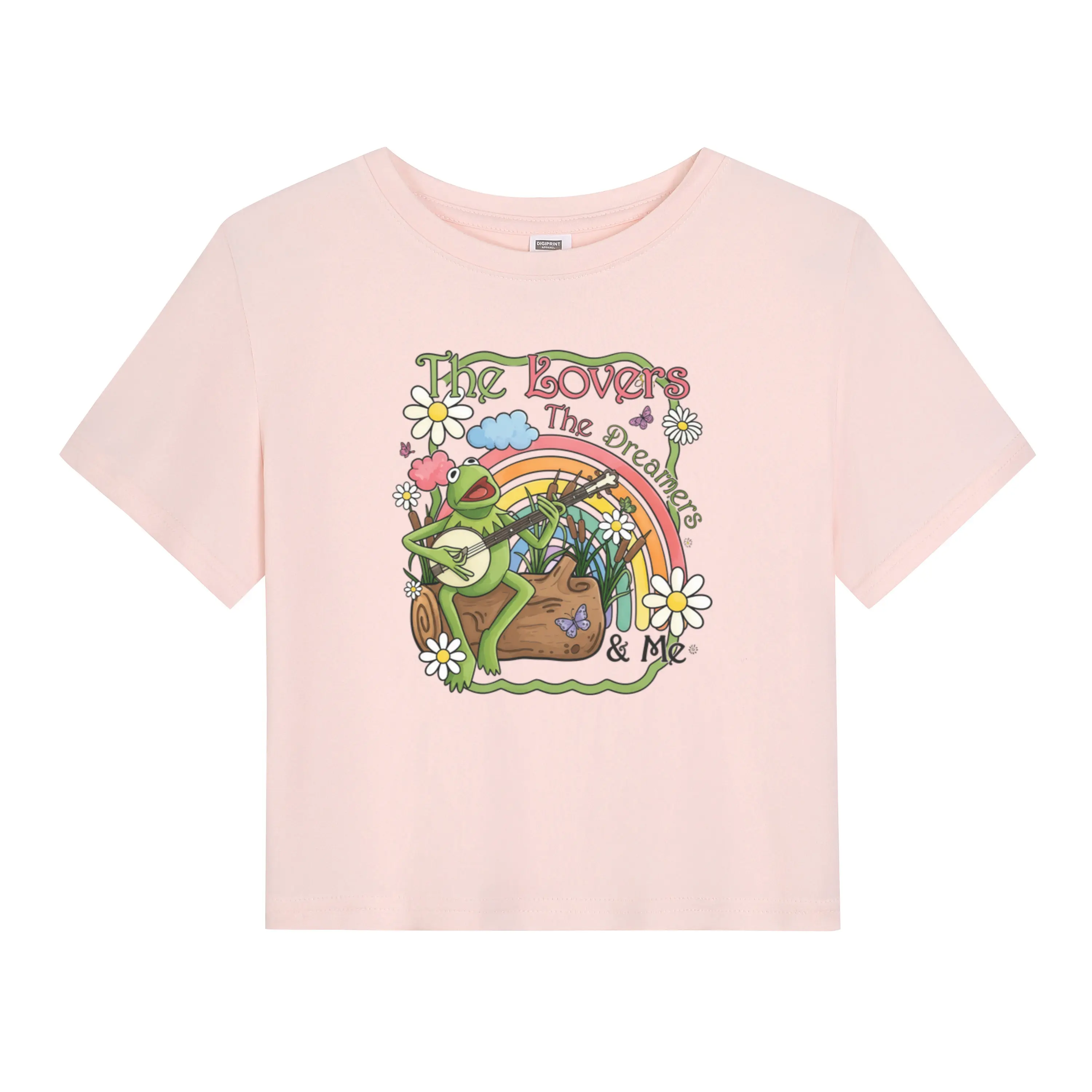 Retro Watercolor Kermit the Frog Oversized Tee – Unisex Casual Short Sleeve Shirt for Muppets Fans, Boho Vintage Style Perfect for Family Matching and Everyday Comfort